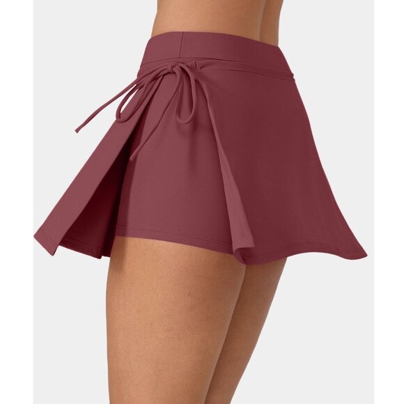 Halara Everyday Cloudful Air 2in1 Lace Up Ballet Skirt Sz Small Burgundy Pocket - Picture 1 of 8